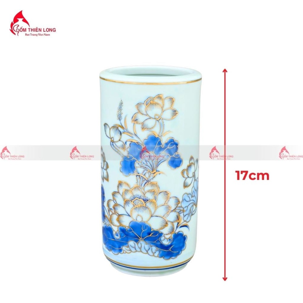 Bộ Đồ Thờ Bát Tràng Men Lam Vẽ Vàng Hoa Sen 236993