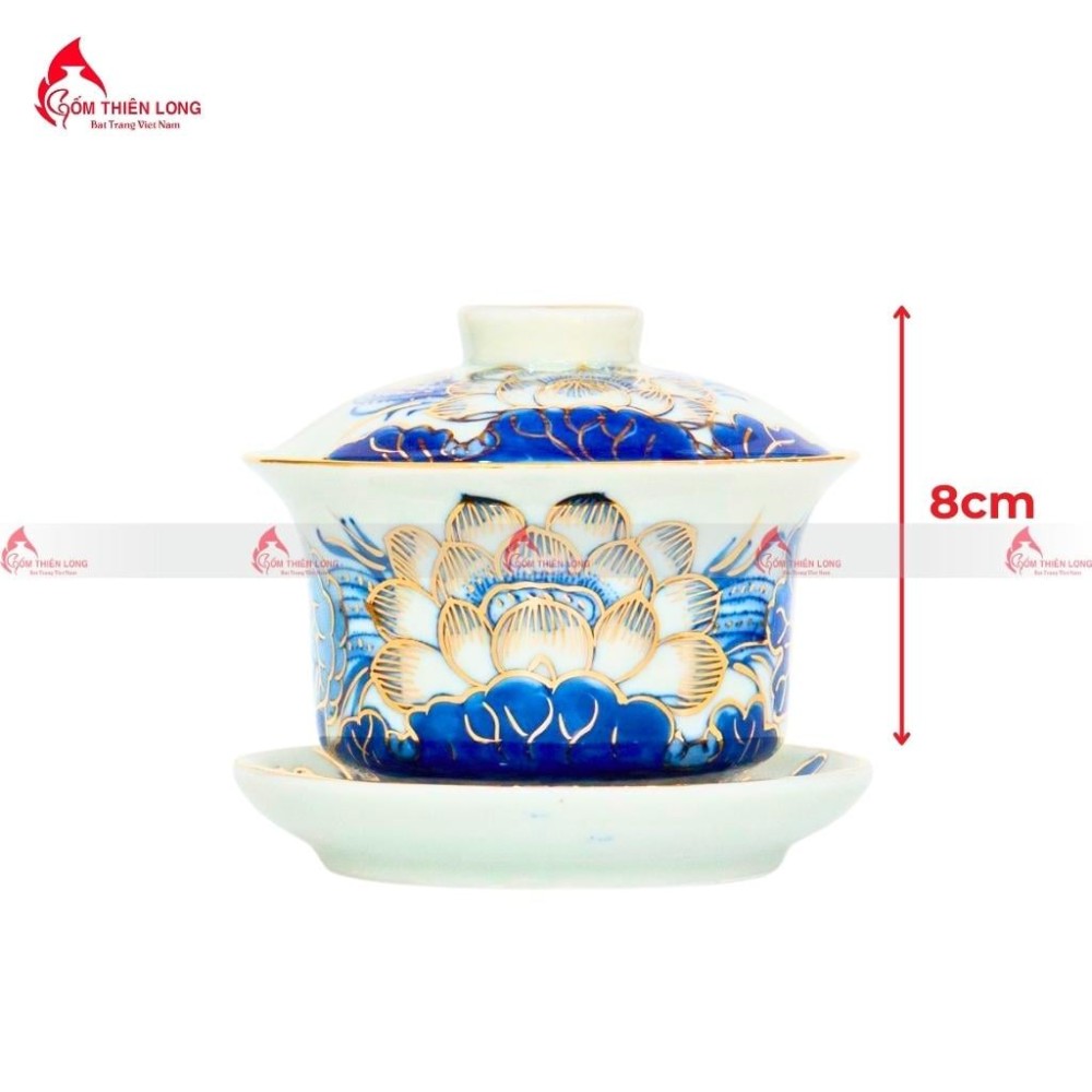 Bộ Đồ Thờ Bát Tràng Men Lam Vẽ Vàng Hoa Sen 236993