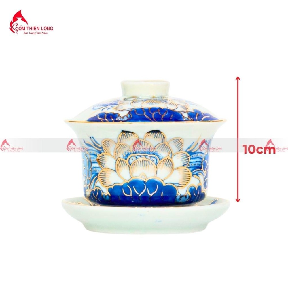 Bộ Đồ Thờ Bát Tràng Men Lam Vẽ Vàng Hoa Sen 236993