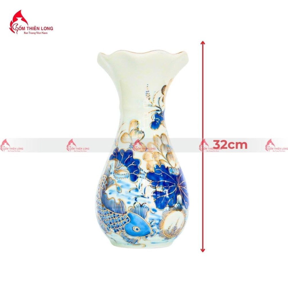 Bộ Đồ Thờ Bát Tràng Men Lam Vẽ Vàng Hoa Sen 236993