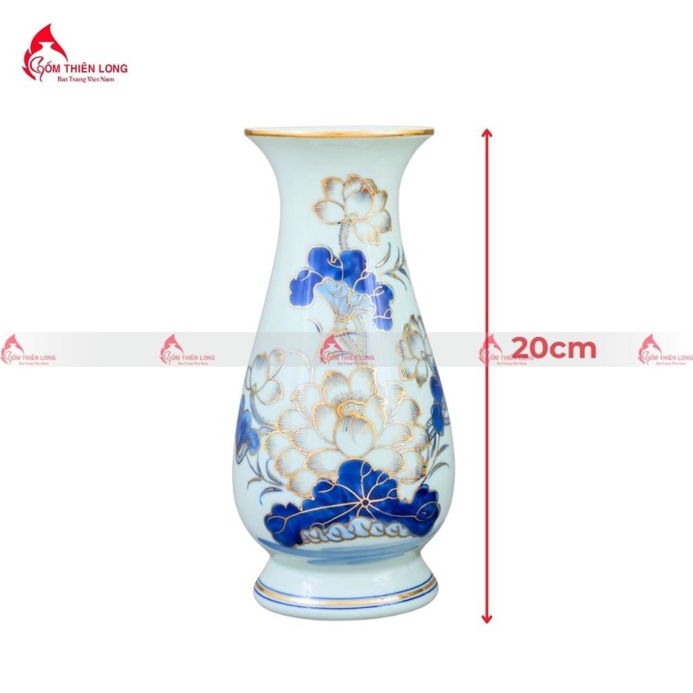 Bộ Đồ Thờ Bát Tràng Men Lam Vẽ Vàng Hoa Sen 236993