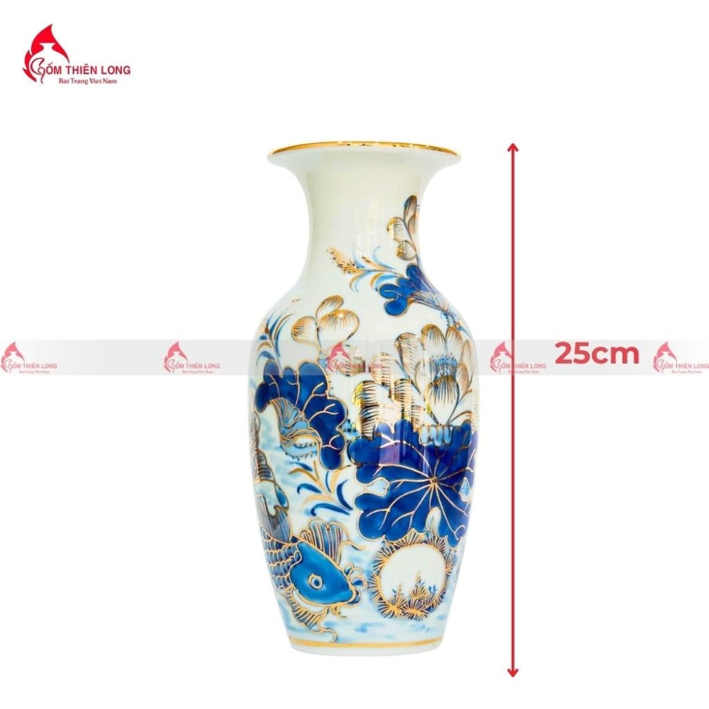 Bộ Đồ Thờ Bát Tràng Men Lam Vẽ Vàng Hoa Sen 236993