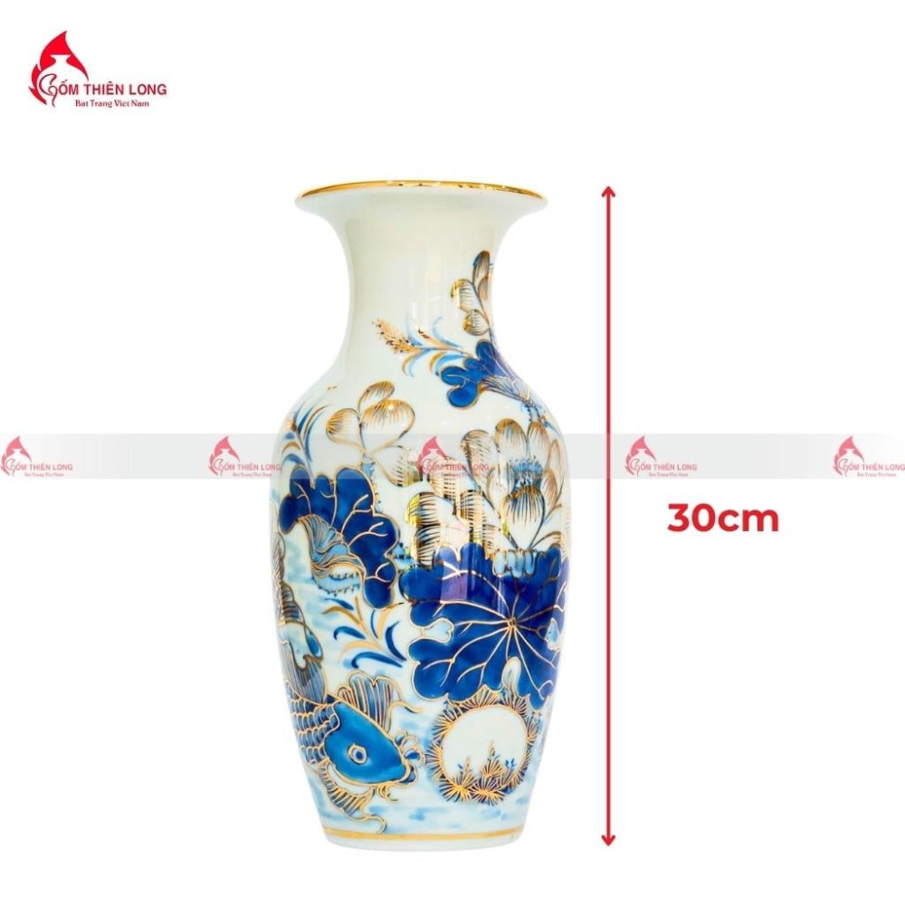 Bộ Đồ Thờ Bát Tràng Men Lam Vẽ Vàng Hoa Sen 236993