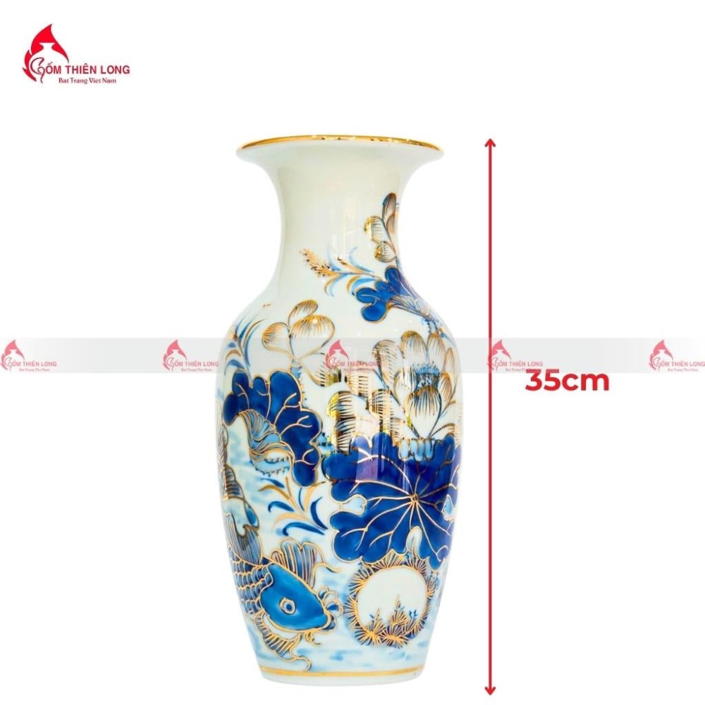 Bộ Đồ Thờ Bát Tràng Men Lam Vẽ Vàng Hoa Sen 236993