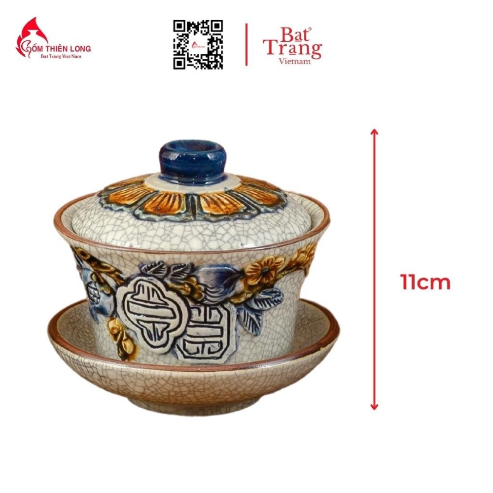 Bộ Đồ Thờ Bát Tràng Men Rạn Đắp Nổi Hoa Sen 236994