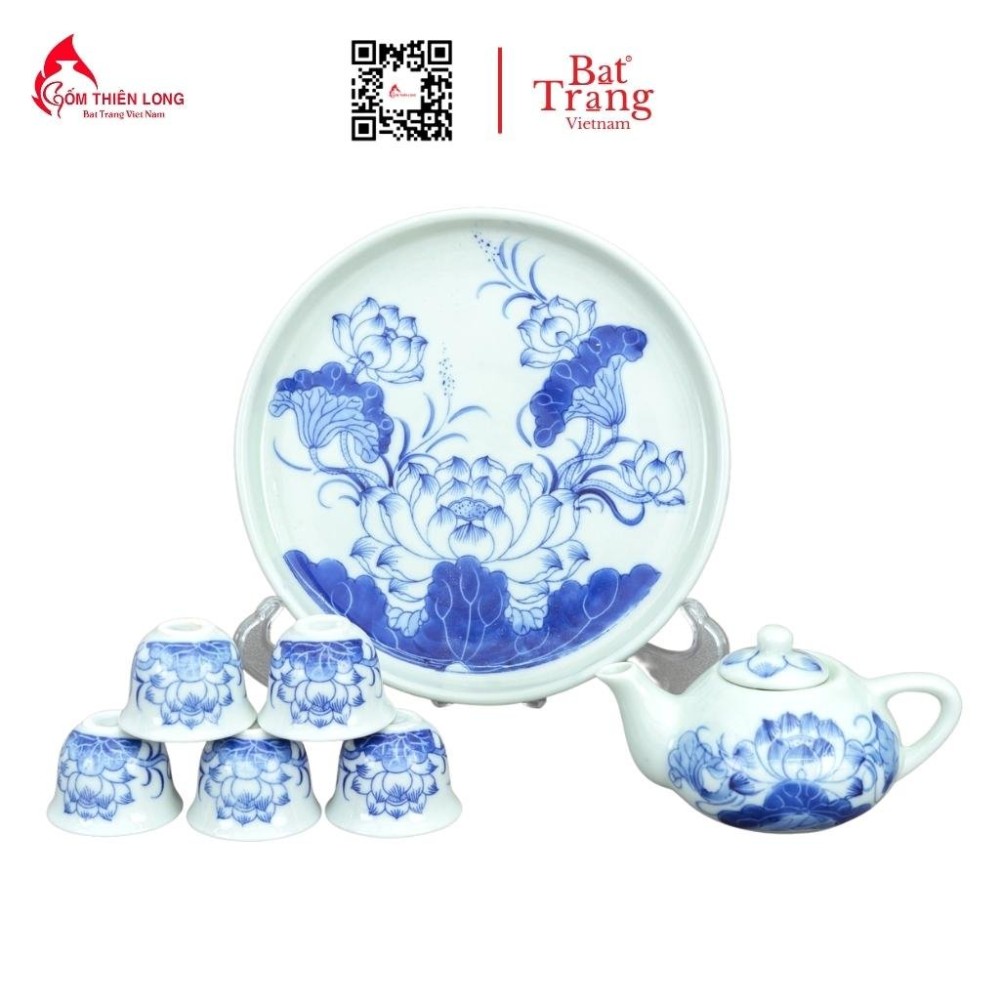 Bộ Đồ Thờ Bát Tràng Men Lam Vẽ Hoa Sen 236998