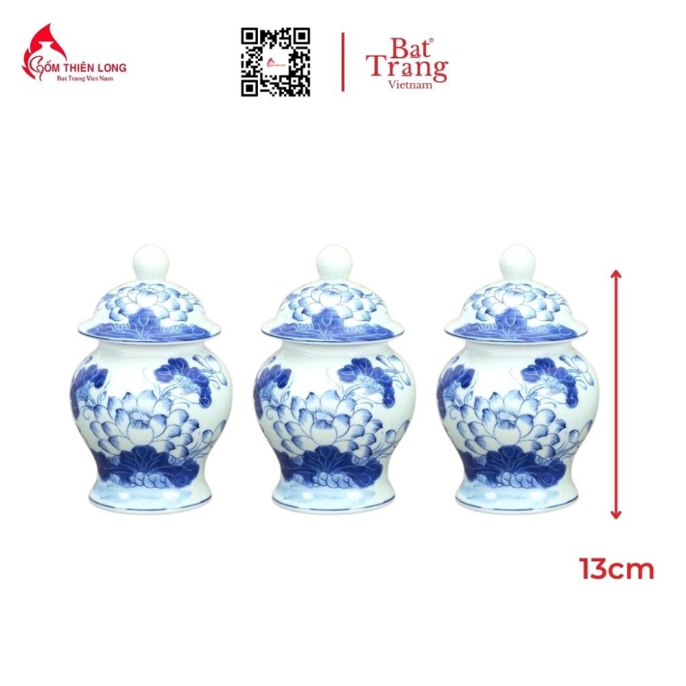 Bộ Đồ Thờ Bát Tràng Men Lam Vẽ Hoa Sen 236998