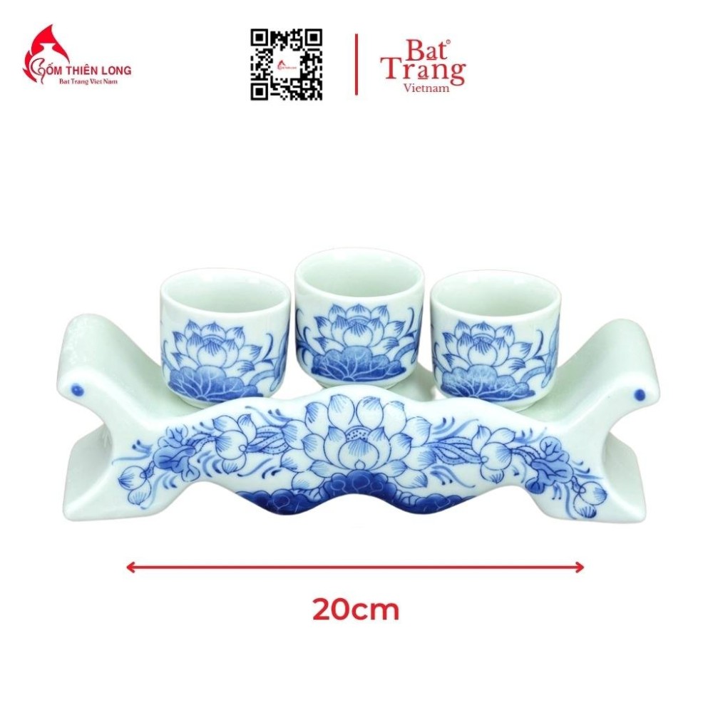 Bộ Đồ Thờ Bát Tràng Men Lam Vẽ Hoa Sen 236998