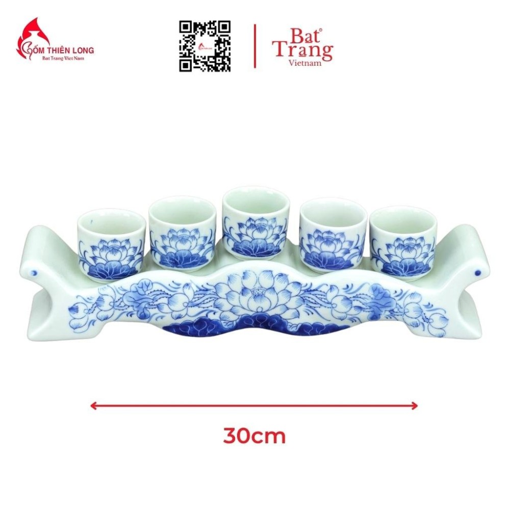 Bộ Đồ Thờ Bát Tràng Men Lam Vẽ Hoa Sen 236998