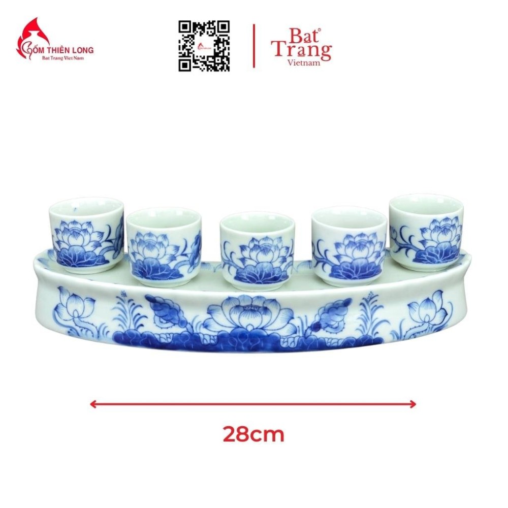 Bộ Đồ Thờ Bát Tràng Men Lam Vẽ Hoa Sen 236998