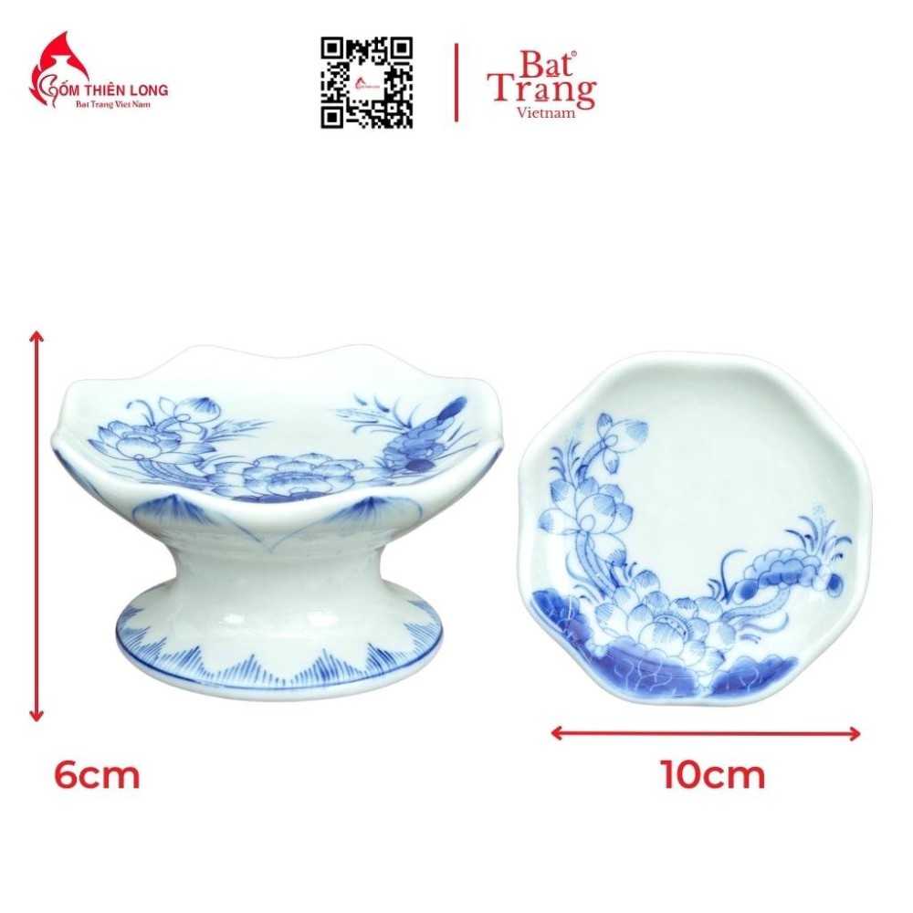 Bộ Đồ Thờ Bát Tràng Men Lam Vẽ Hoa Sen 236998