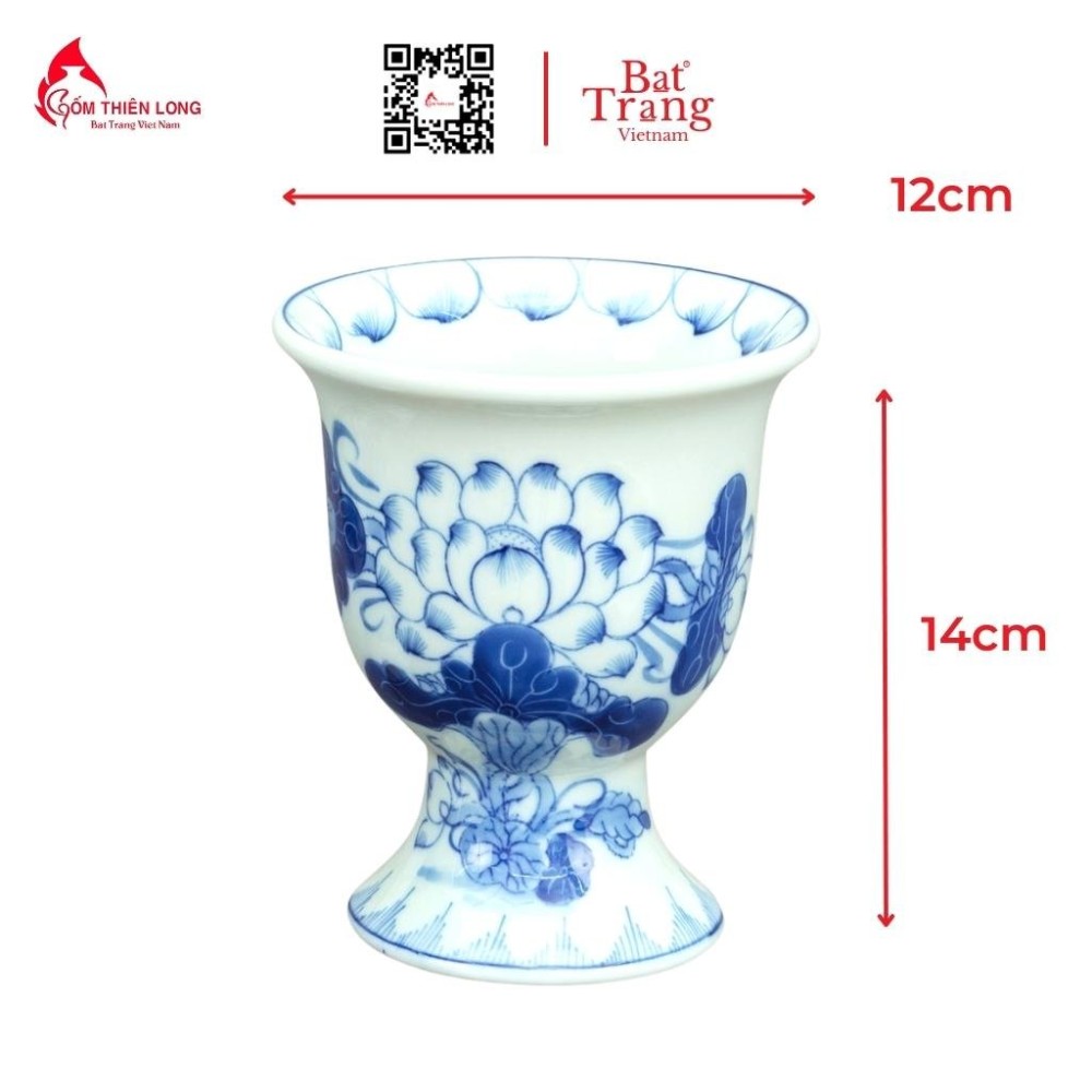 Bộ Đồ Thờ Bát Tràng Men Lam Vẽ Hoa Sen 236998