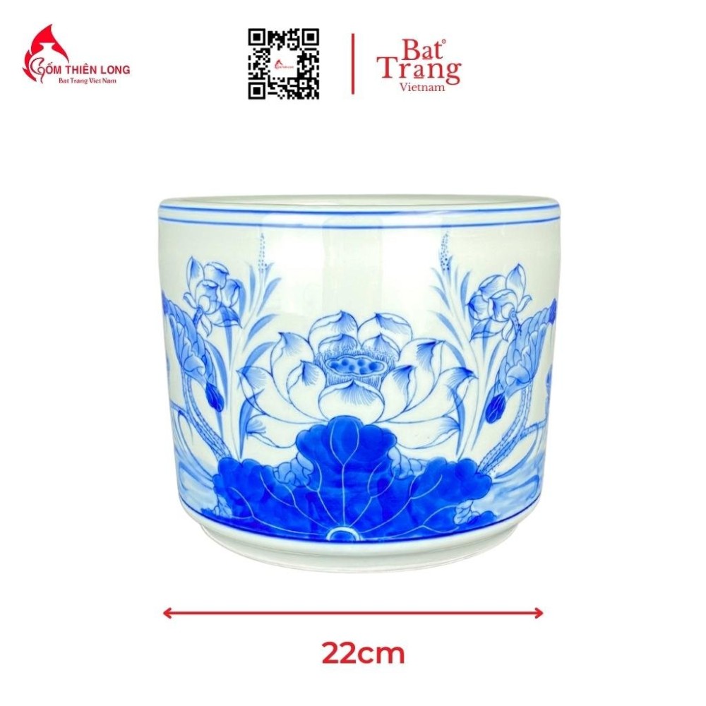 Bộ Đồ Thờ Bát Tràng Men Lam Vẽ Hoa Sen 236998