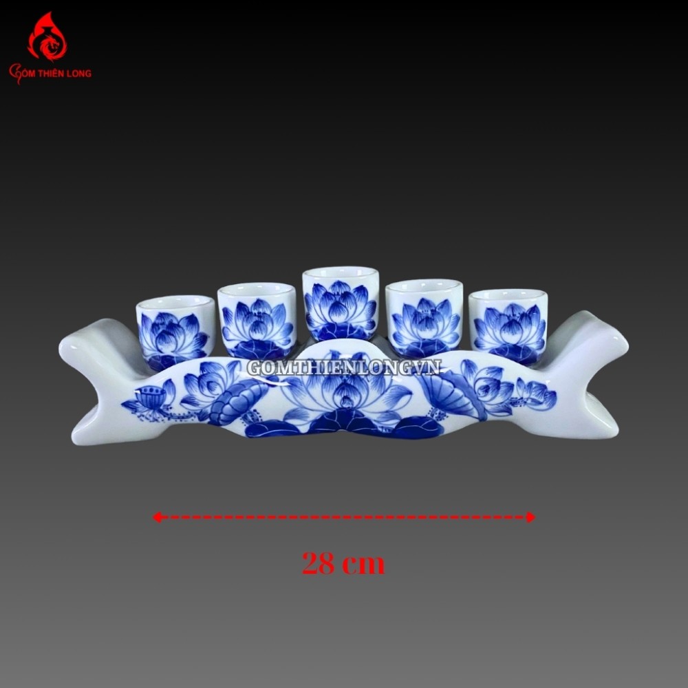 Bộ Đồ Thờ Bát Tràng Men Lam Huế Vẽ Tay 240800