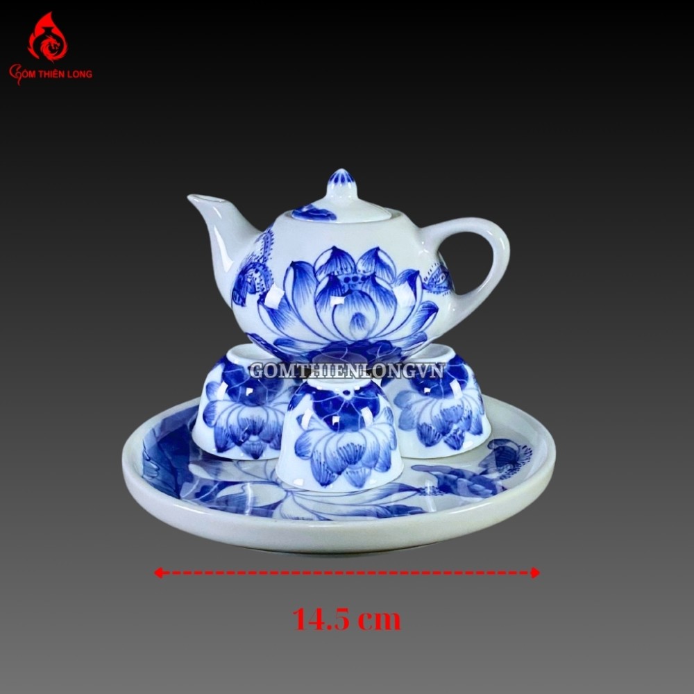 Bộ Đồ Thờ Bát Tràng Men Lam Huế Vẽ Tay 240800