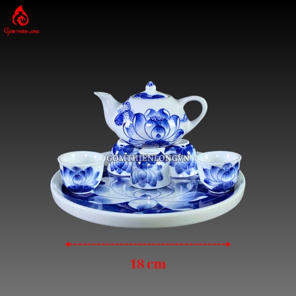 Bộ Đồ Thờ Bát Tràng Men Lam Huế Vẽ Tay 240800