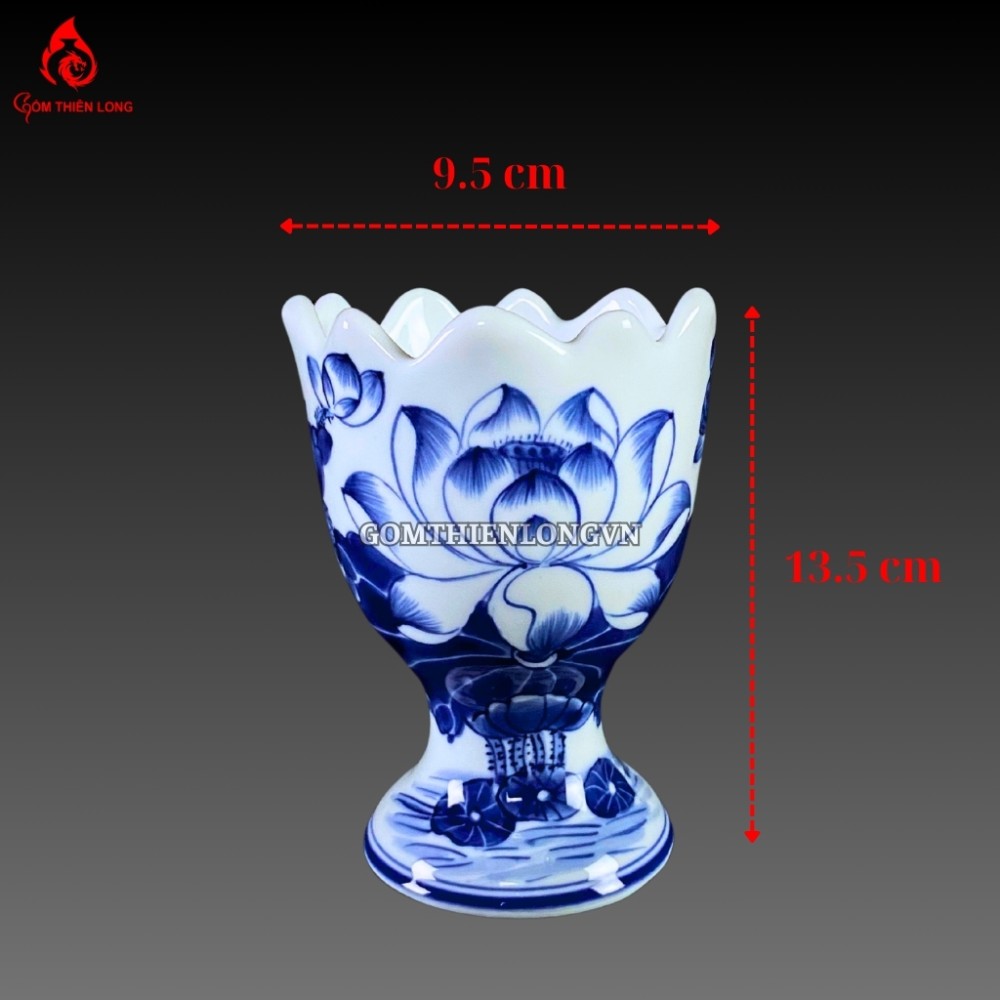 Bộ Đồ Thờ Bát Tràng Men Lam Huế Vẽ Tay 240800