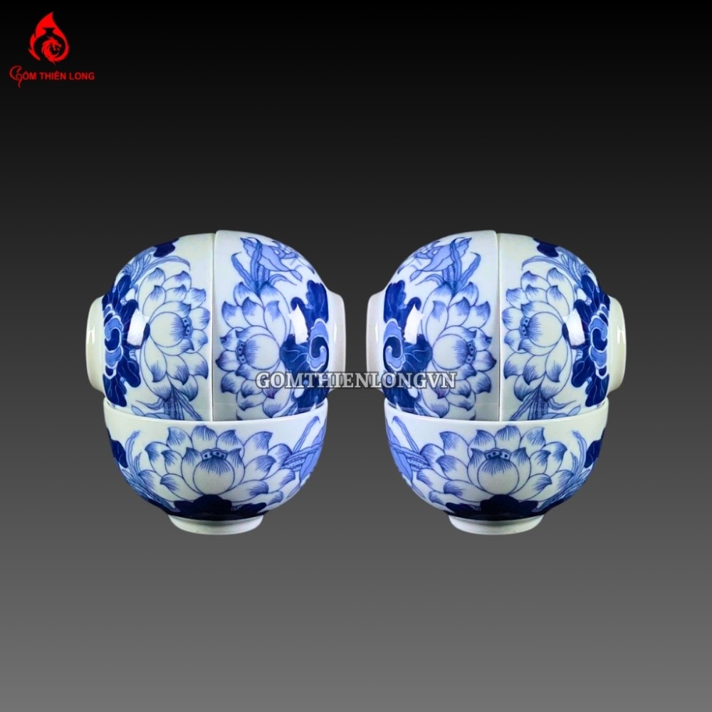 Bộ Đồ Thờ Bát Tràng Men Lam Huế Vẽ Tay 240800