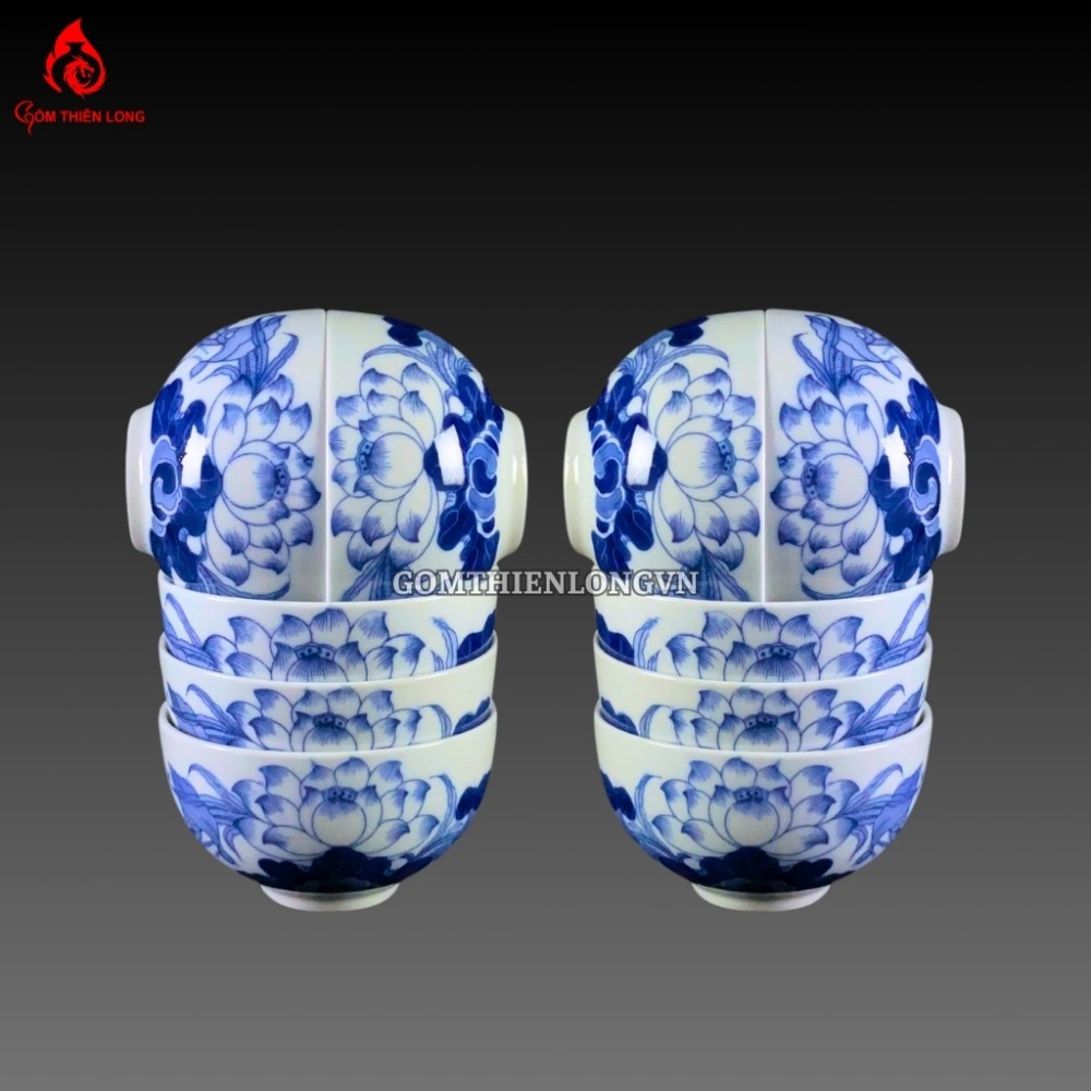 Bộ Đồ Thờ Bát Tràng Men Lam Huế Vẽ Tay 240800