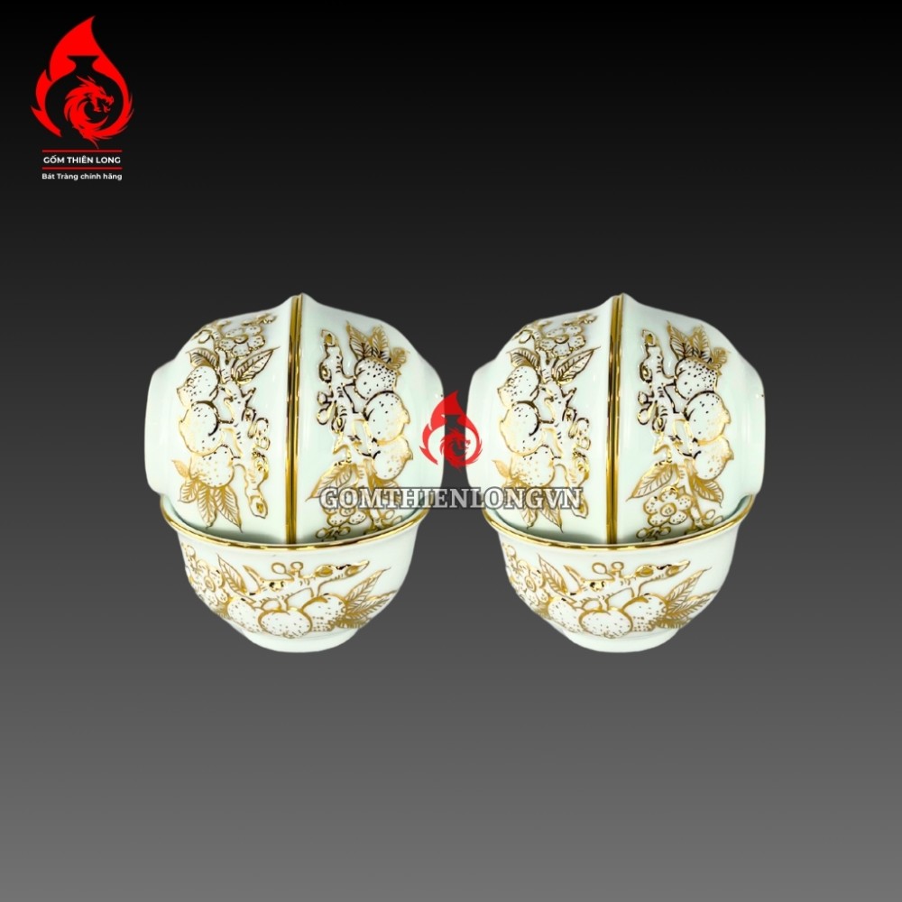 Bộ Đồ Thờ Bát Tràng Vẽ Vàng Hoàng Kim 250428