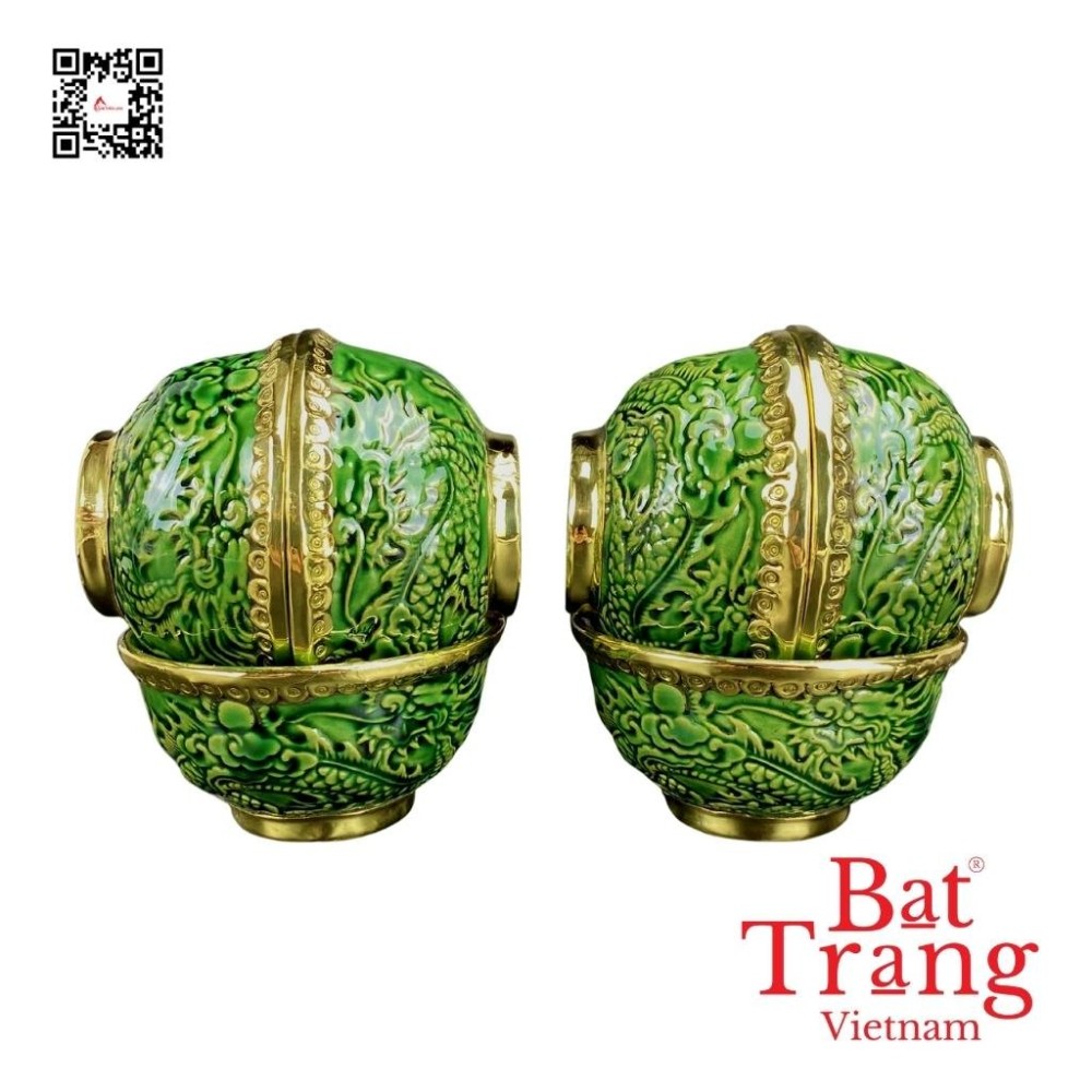 Bộ Đồ Thờ Bát Tràng Xanh Ngọc Lục Bảo Đắp Nổi 236986