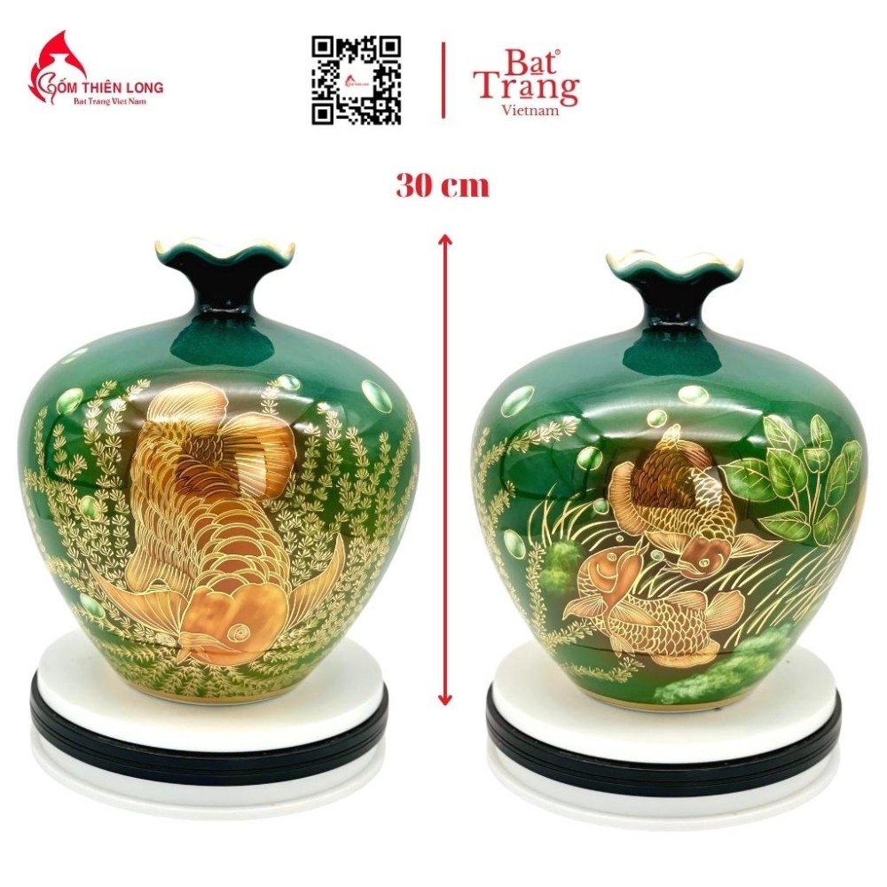 Bình Hút Lộc Kim Long Miệng Lượn Vẽ Vàng HLCA005