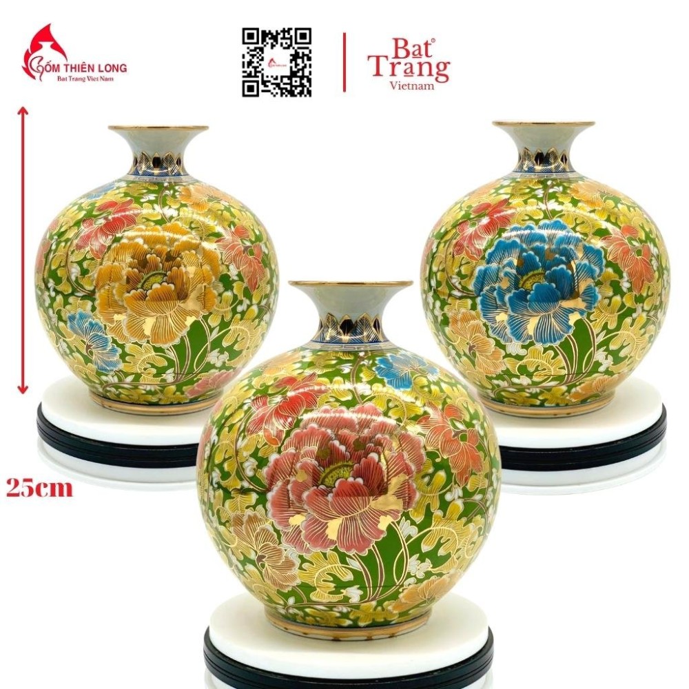 Bình Hút Lộc Ngàn Hoa Phú Quý Vẽ Vàng HLCA019