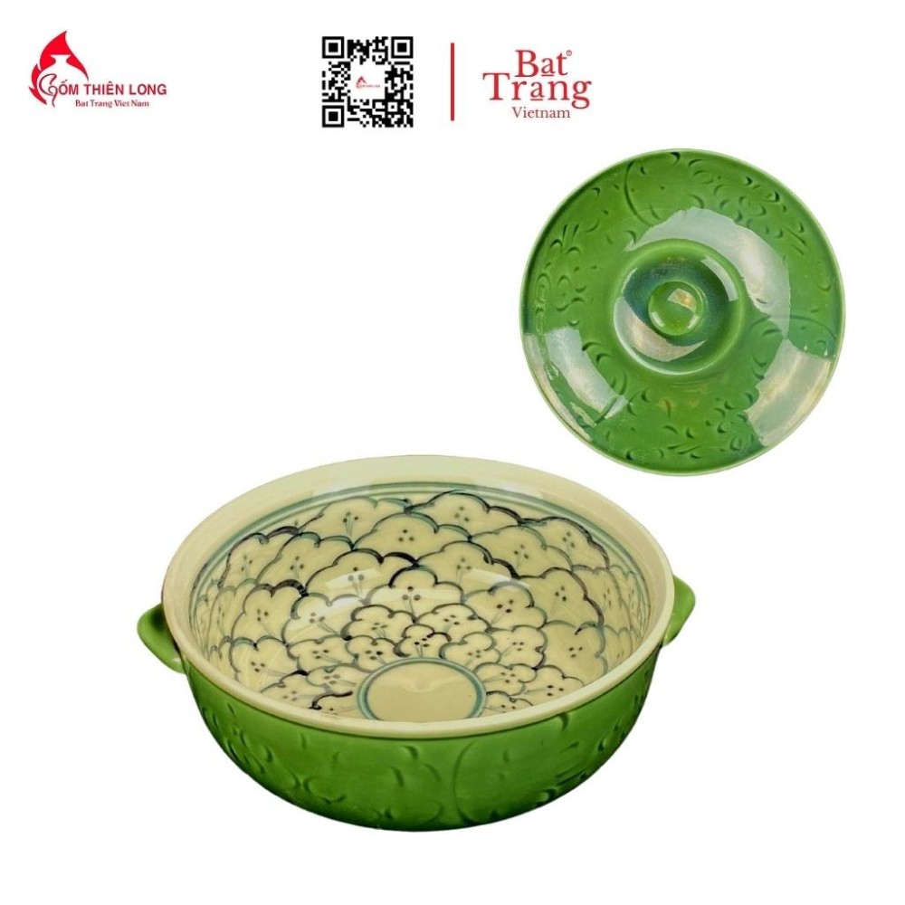 Bộ Bát Đĩa Thắp Hương Xanh Rêu Vẽ Bèo HMT062201