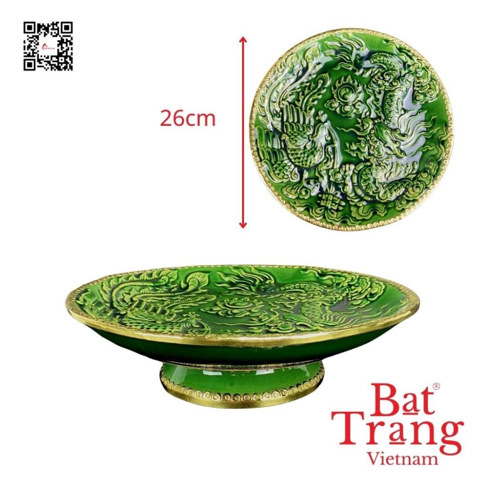 Bộ Đồ Thờ Bát Tràng Xanh Ngọc Lục Bảo Đắp Nổi 236986