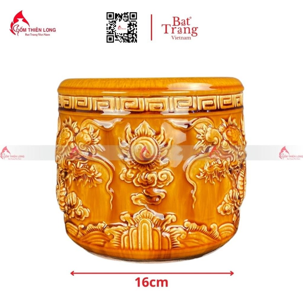 Bát Hương Màu Men Ánh Vàng Hoàng Thổ R050723