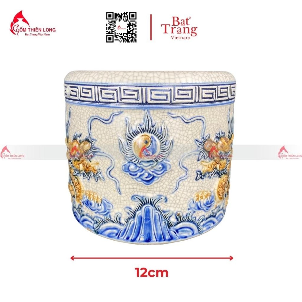 Bát Hương Men Rạn Đắp Nổi Rồng R120723