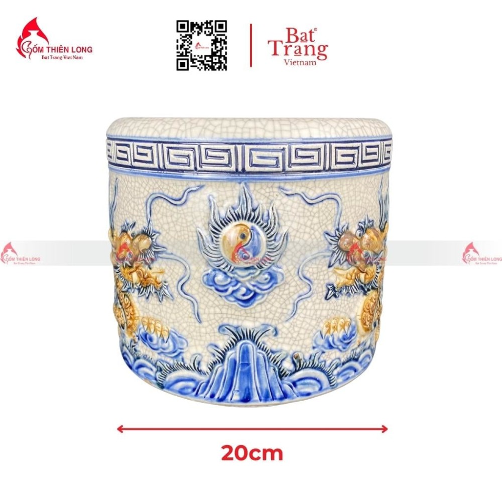 Bát Hương Men Rạn Đắp Nổi Rồng R120723