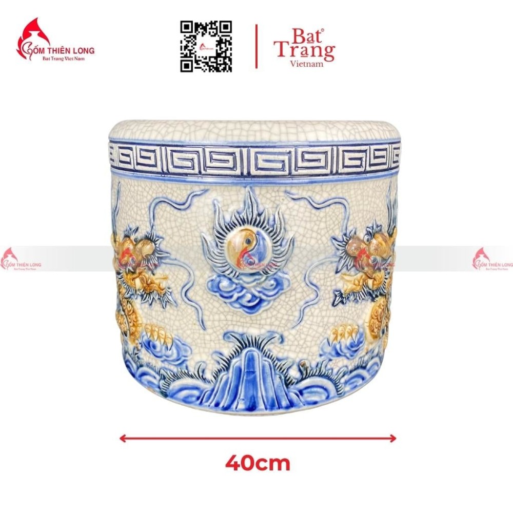 Bát Hương Men Rạn Đắp Nổi Rồng R120723