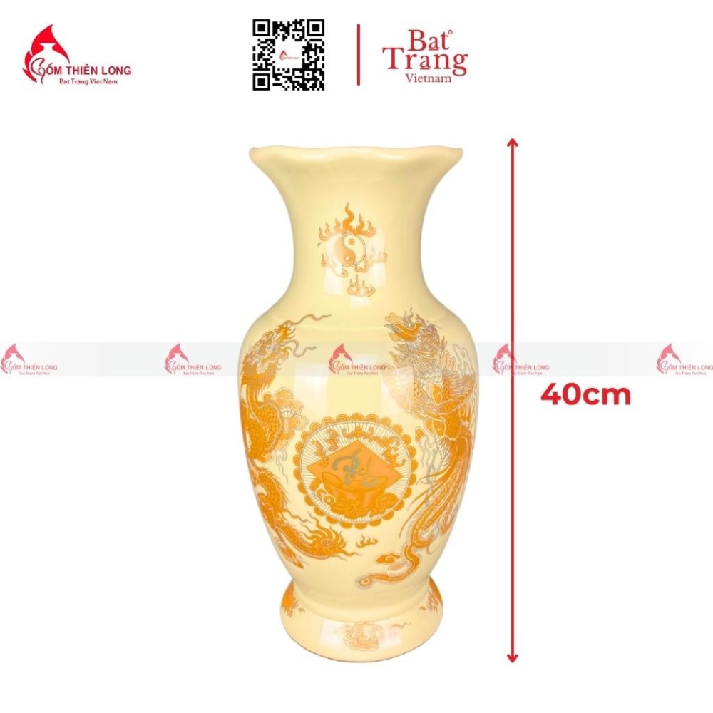 Lọ Hoa Bàn Thờ Men Vàng R230834