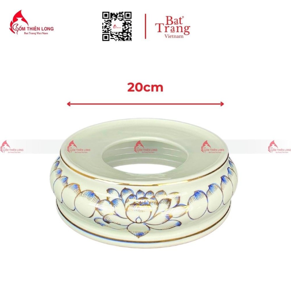 Bộ Đồ Thờ Bát Tràng Men Lam Vẽ Vàng Hoa Sen 236993