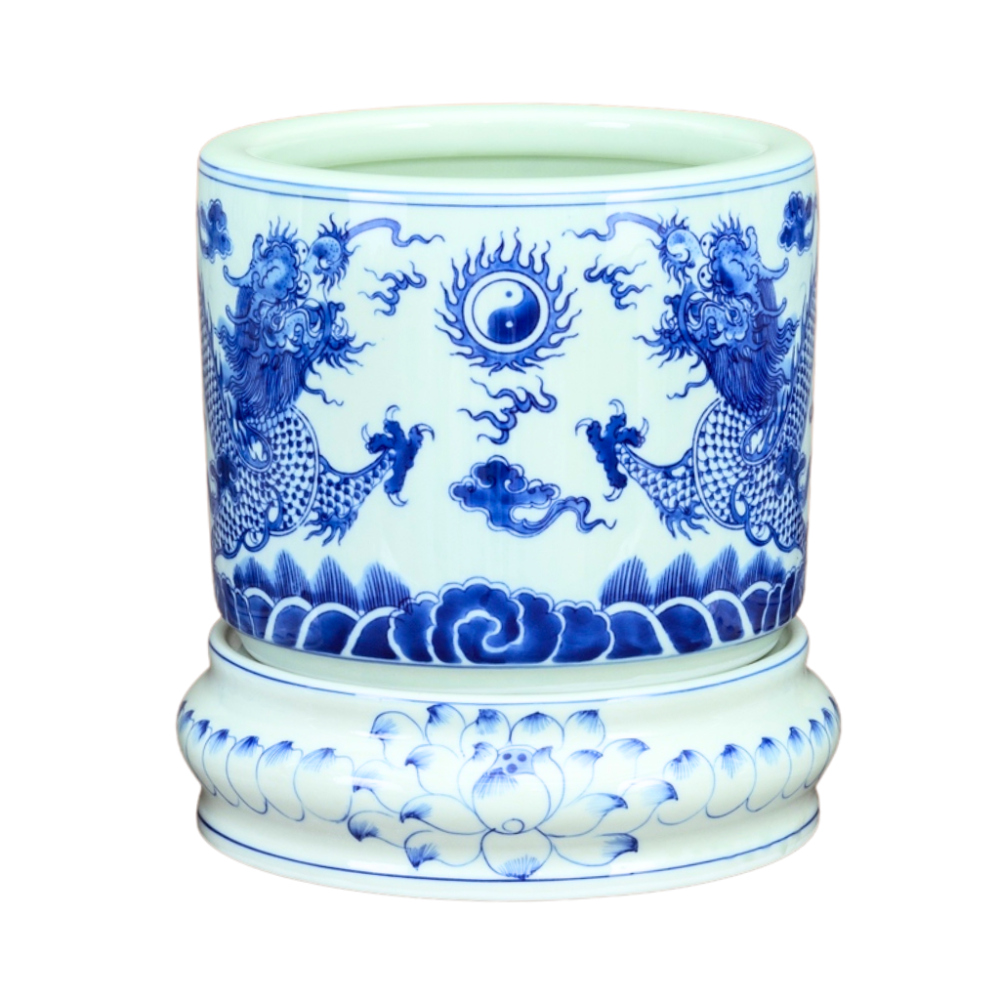 Bát Hương Men Lam Vẽ Rồng R010723