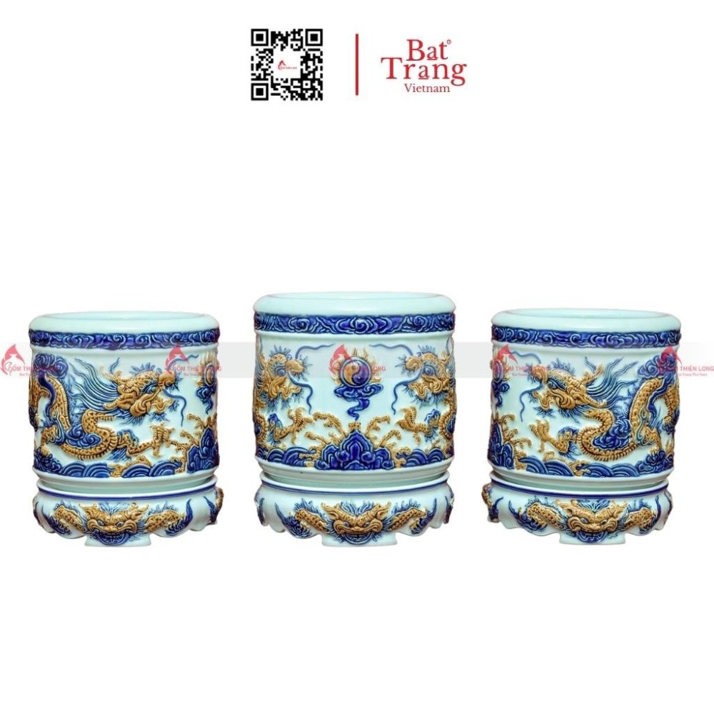 Bộ Đồ Thờ Bát Tràng Men Ngọc Đắp Nổi 236988