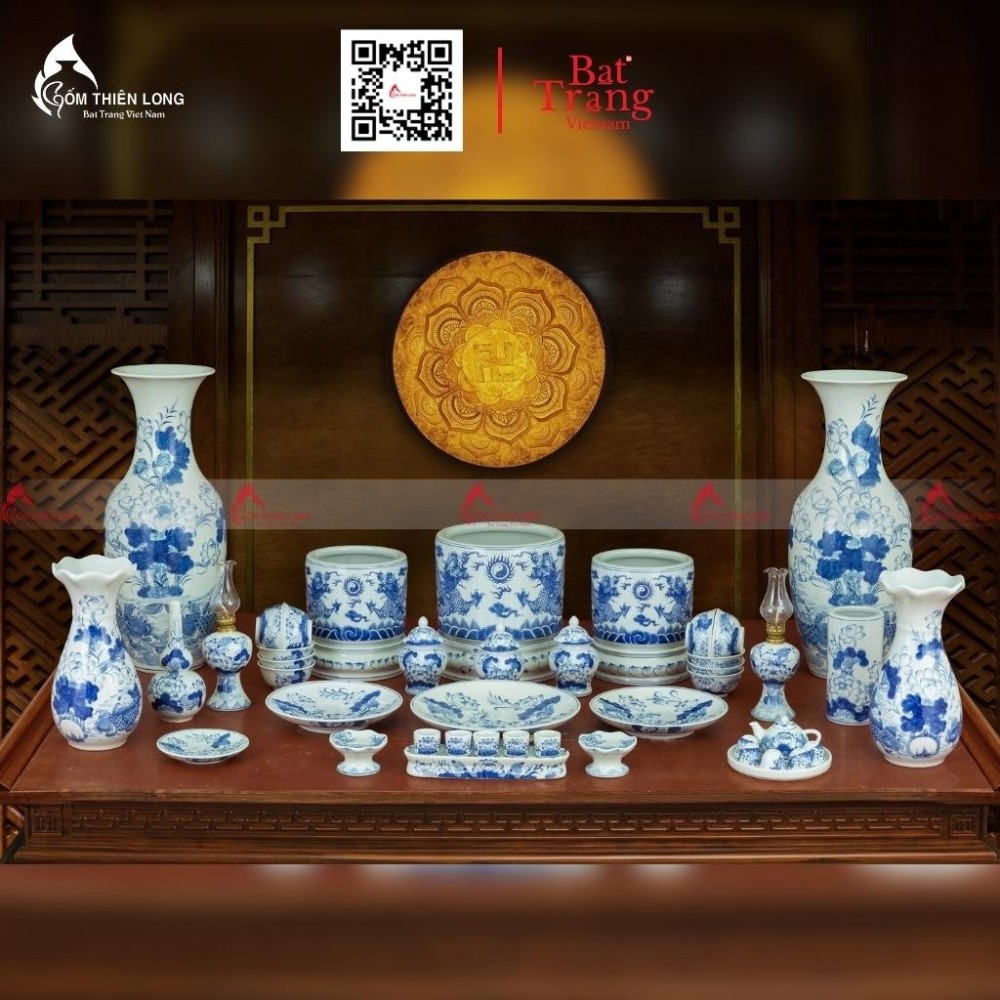 Bát Hương Men Lam Vẽ Rồng R010723