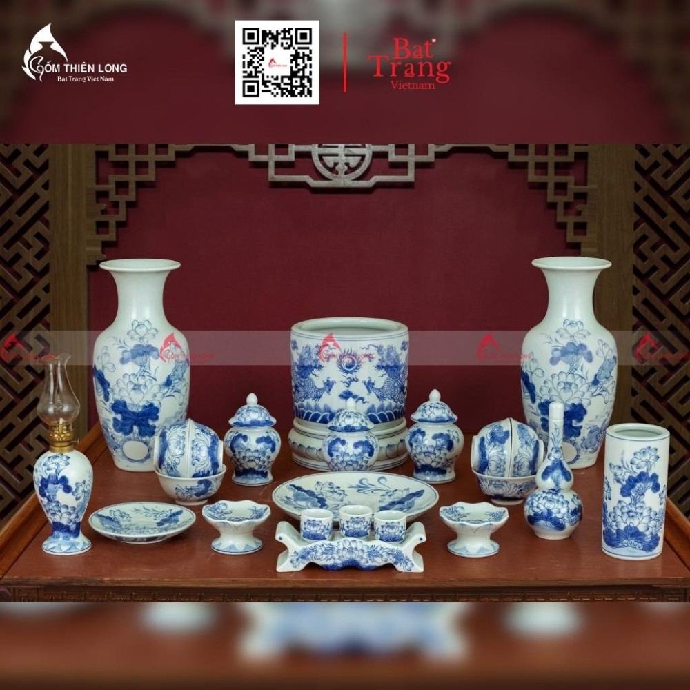 Bát Hương Men Lam Vẽ Rồng R010723