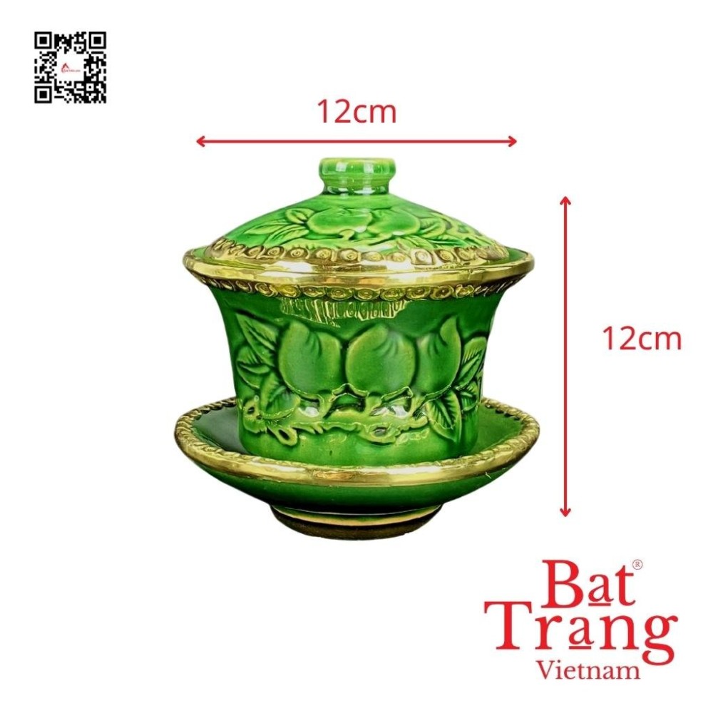 Bộ Đồ Thờ Bát Tràng Xanh Ngọc Lục Bảo Đắp Nổi 236986