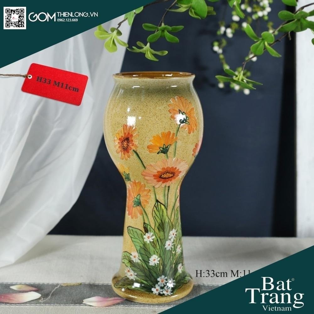 Bình Cắm Hoa Men Mộc Nâu Vàng 226001
