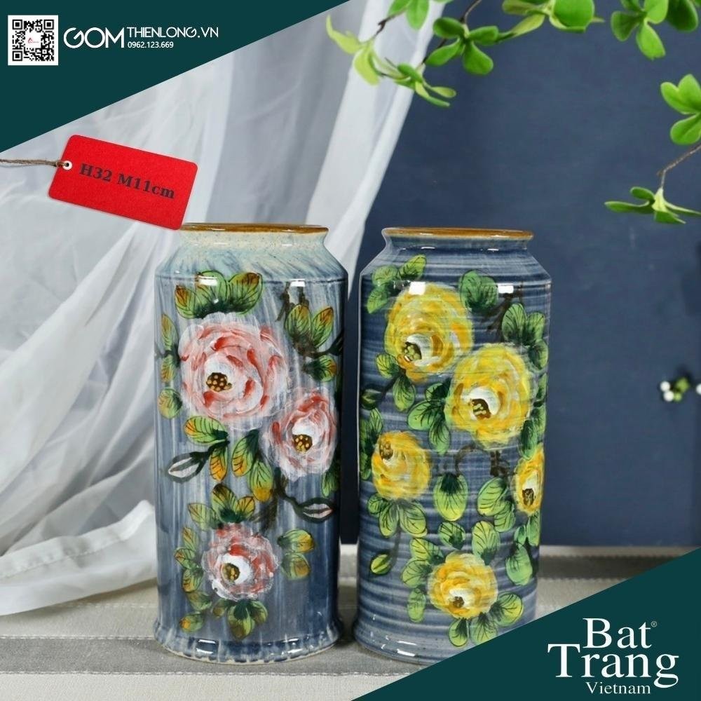 Bình Cắm Hoa Men Ganh Xanh Dương 226006