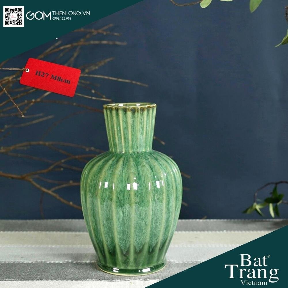 Bình Cắm Hoa Xanh Ngọc Men Hỏa Biến 226003