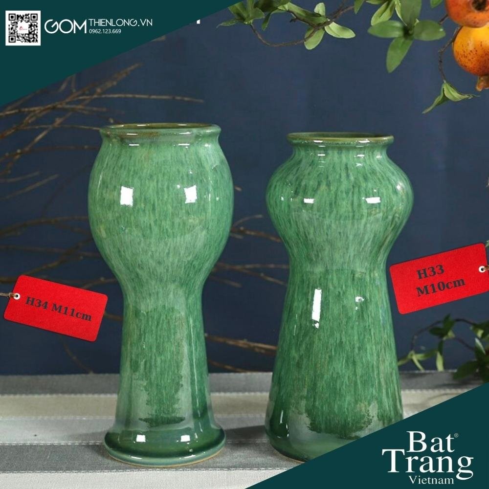 Bình Cắm Hoa Xanh Ngọc Men Hỏa Biến 226003