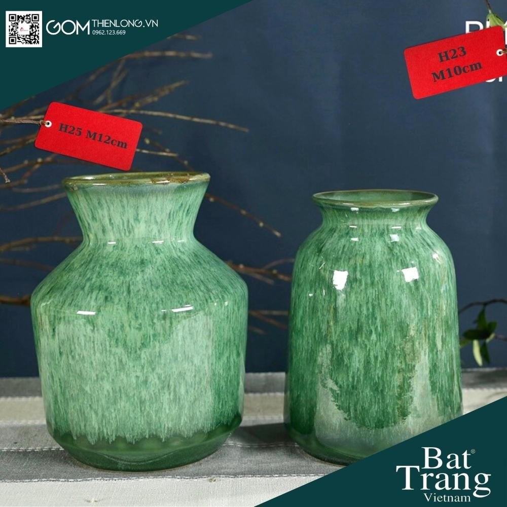 Bình Cắm Hoa Xanh Ngọc Men Hỏa Biến 226003