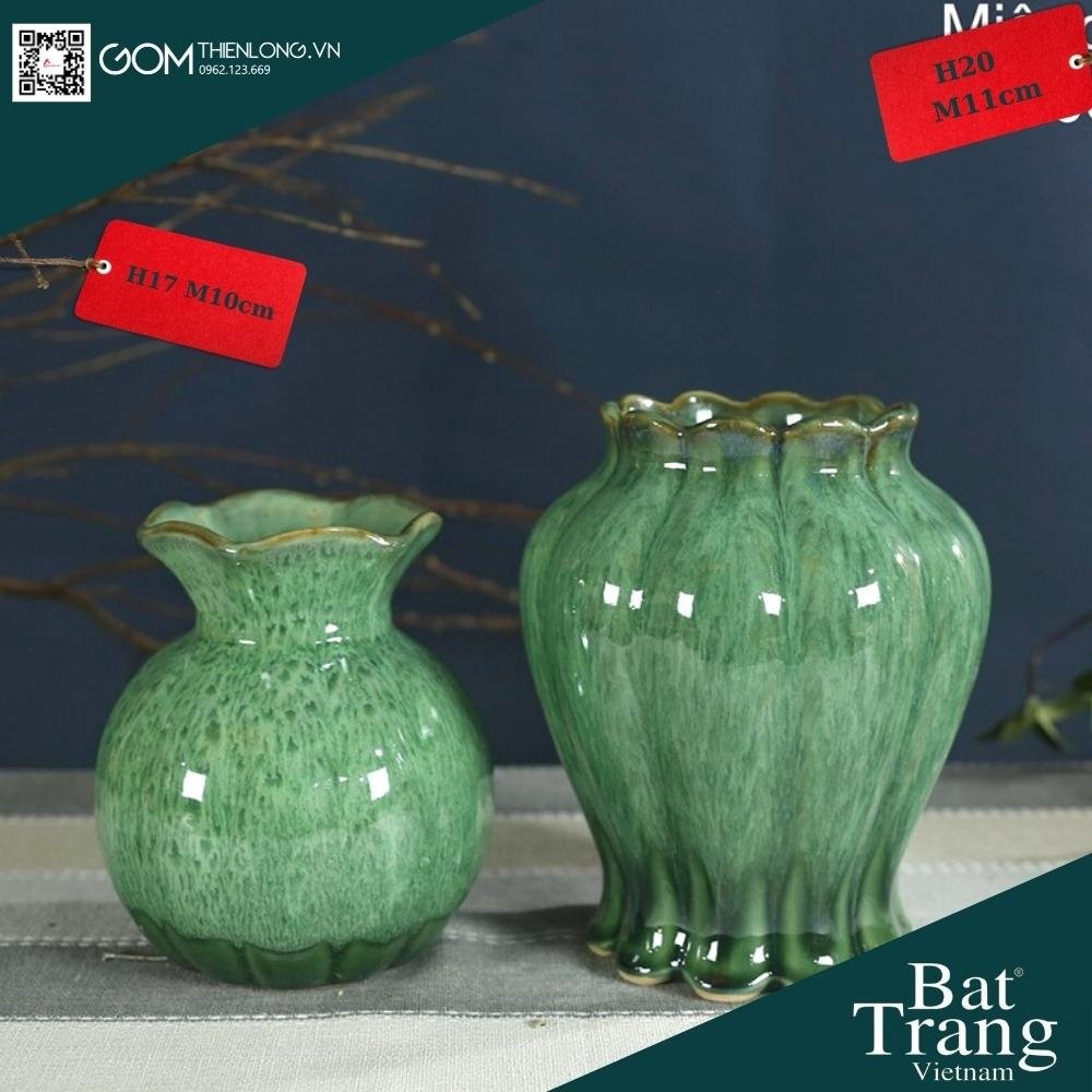 Bình Cắm Hoa Xanh Ngọc Men Hỏa Biến 226003