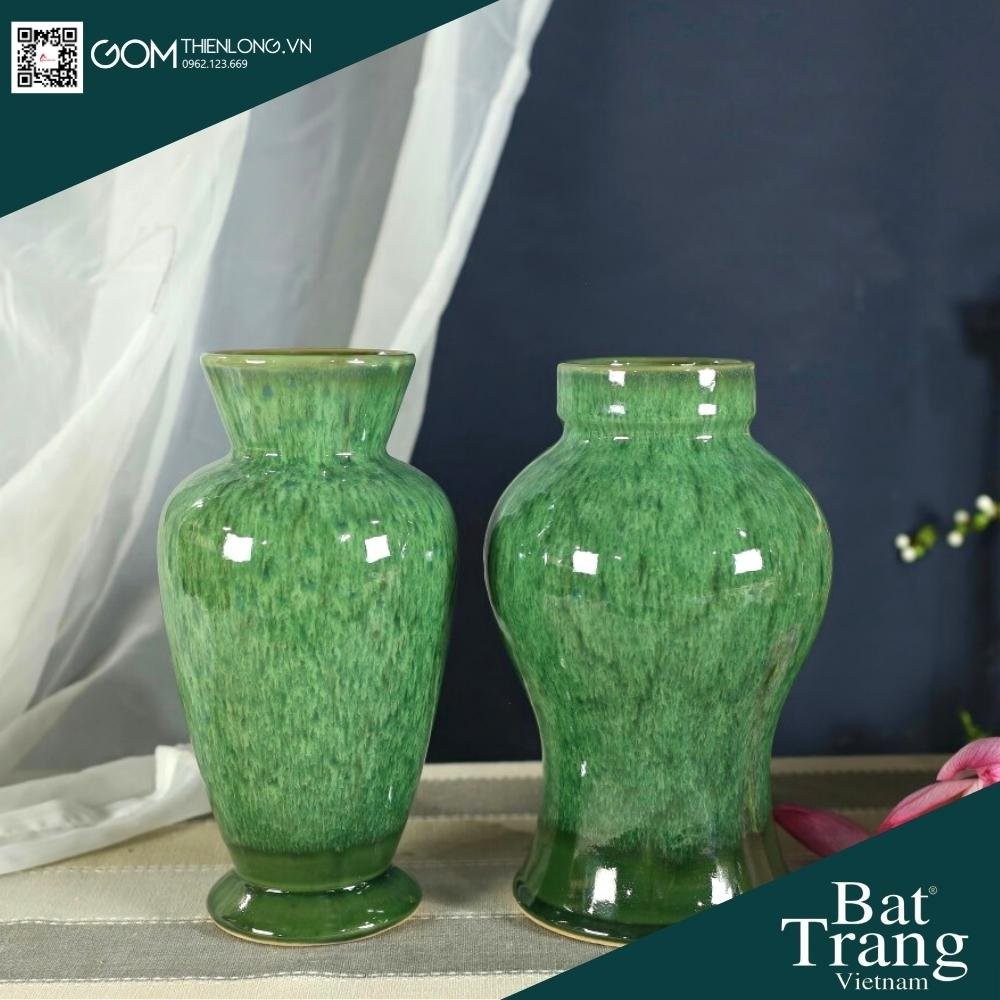 Bình Cắm Hoa Xanh Ngọc Men Hỏa Biến 226003
