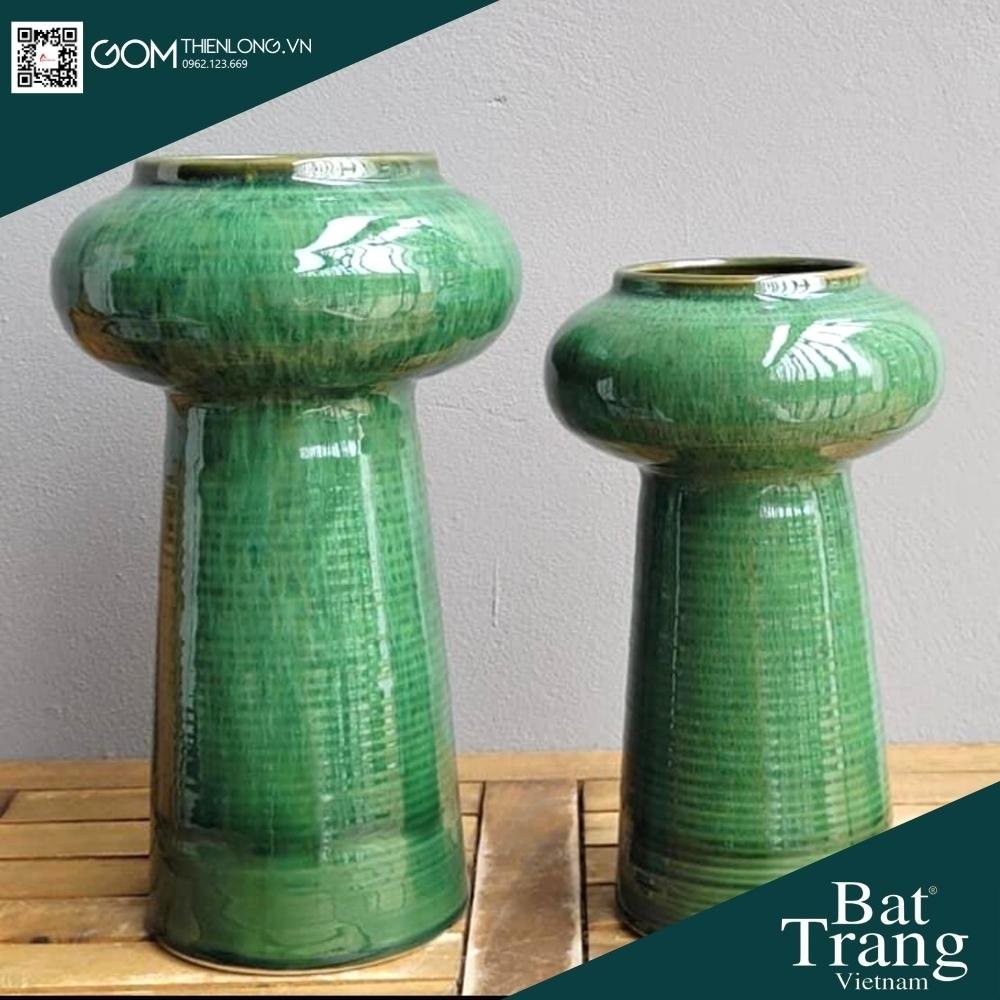 Bình Cắm Hoa Xanh Ngọc Men Hỏa Biến 226003