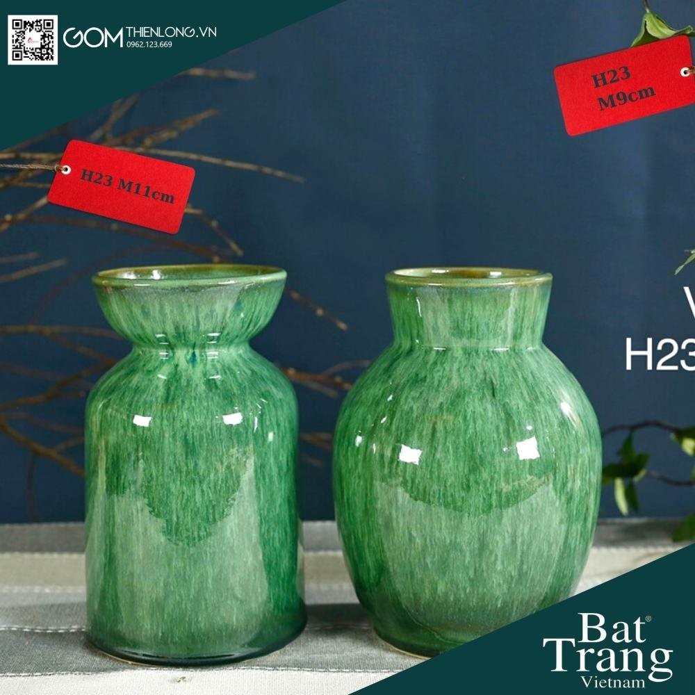 Bình Cắm Hoa Xanh Ngọc Men Hỏa Biến 226003