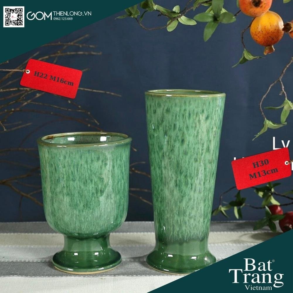Bình Cắm Hoa Xanh Ngọc Men Hỏa Biến 226003
